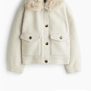 H&M Cream Parka with Faux-Fur Trim